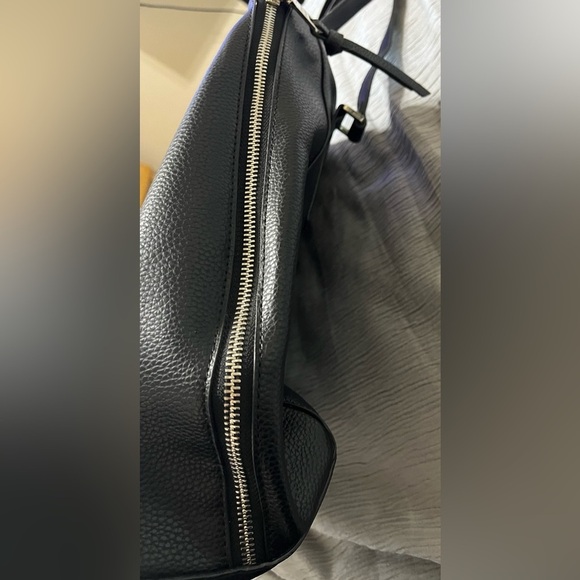 Steve Madden Leather Tote Handbag, Black with Zippers on each side - Picture 7 of 14